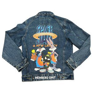 Members Only Space Jam a New Legacy Men's Small Blue Denim Jean Jacket